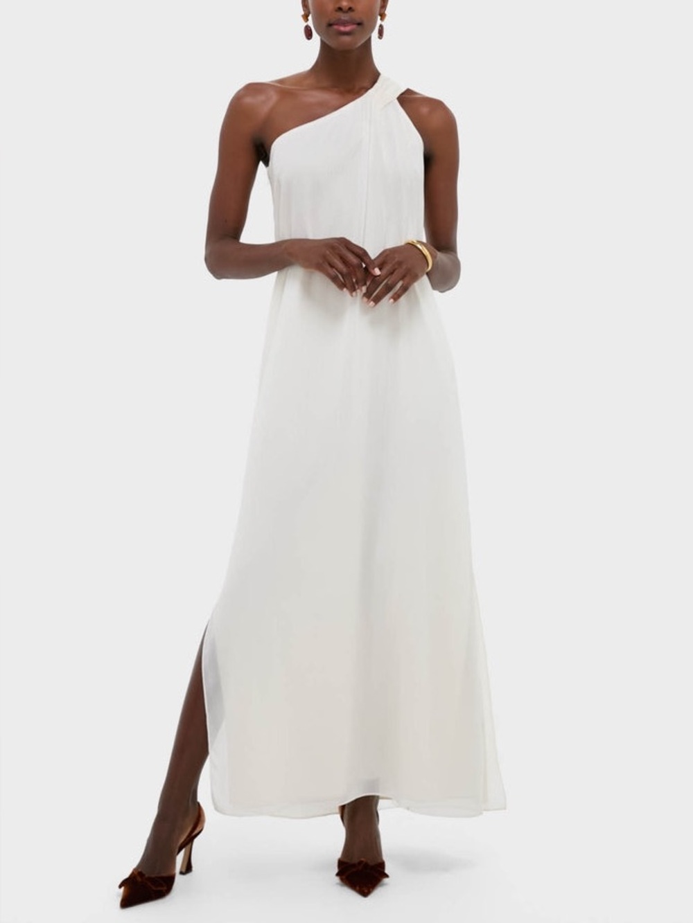 Pomander Place Ivory Soleil One Shoulder Maxi Gown NWT XS